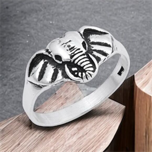 Elephant Head Sterling Silver Boho Ring - Picture 1 of 7